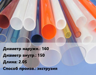 Труба из оргстекла 160х150 L=2.05 экструзия, м цена от 2106 Тг / м, где купить, условия доставки в Петропавловске и Северо-казахстанской области
